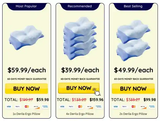 Derila Ergo Pillow Pricing USA 2026 — Official Order Page
